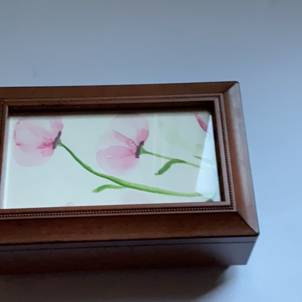 Elegant Brown Wood Music box and Glass Jewelry Box Set - Picture 2 of 13